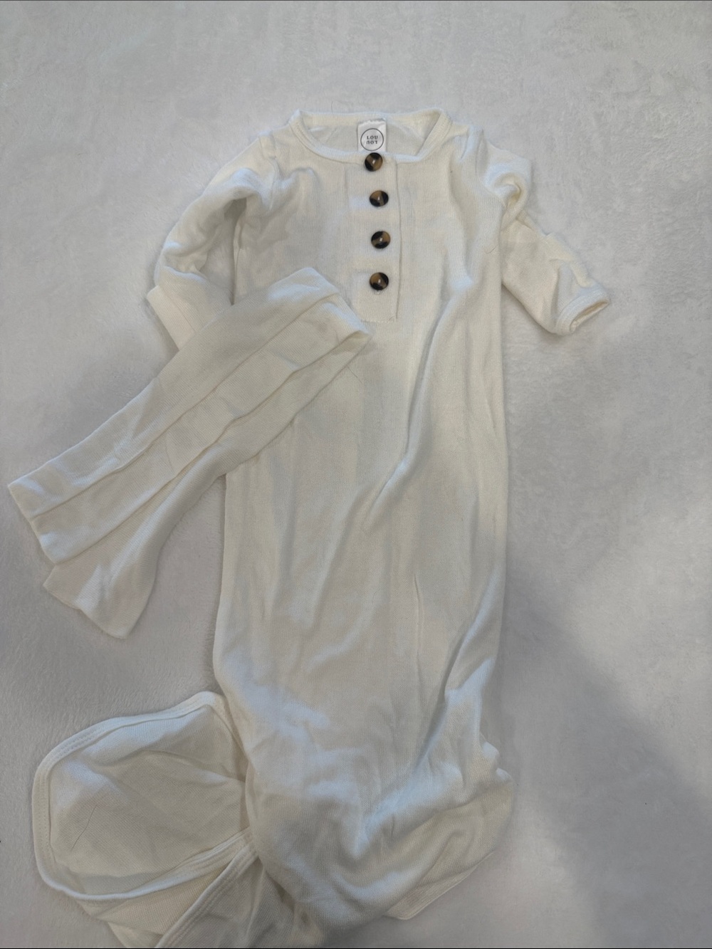 Lou Lou & Company Cream Knit Button-Front Sleep Gown & Headband